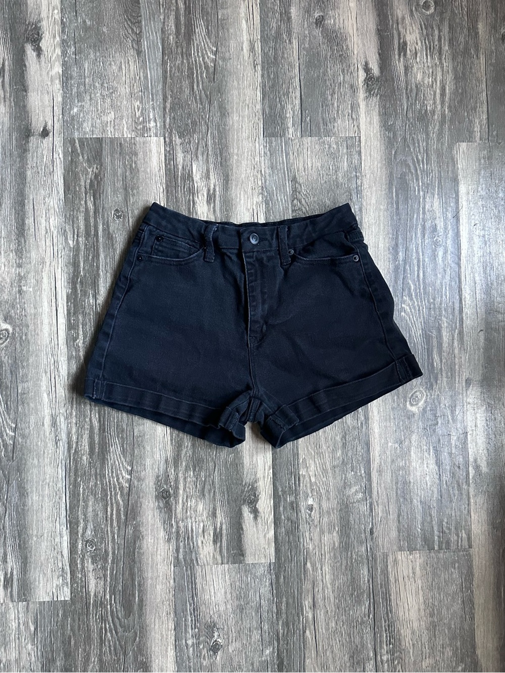 No Boundaries Black Stretch Denim Shorts Size 9